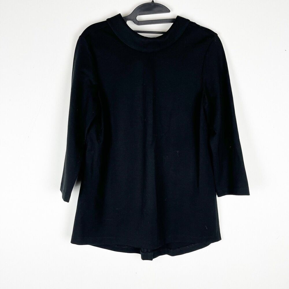 J. McLaughlin Black Fold Over Collar Shirt Size Small​​​​